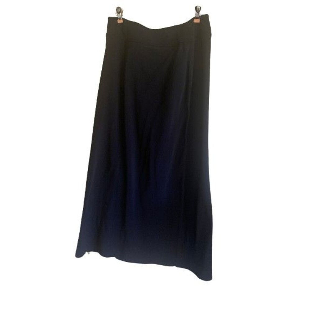 VTG 'Also Known As'' Black Maxi Y2K Straight Back Zip Skirt Size L Made in USA